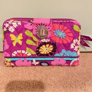 Vera Bradley “Flutterby” Purple and Pink Floral Wallet. NEW